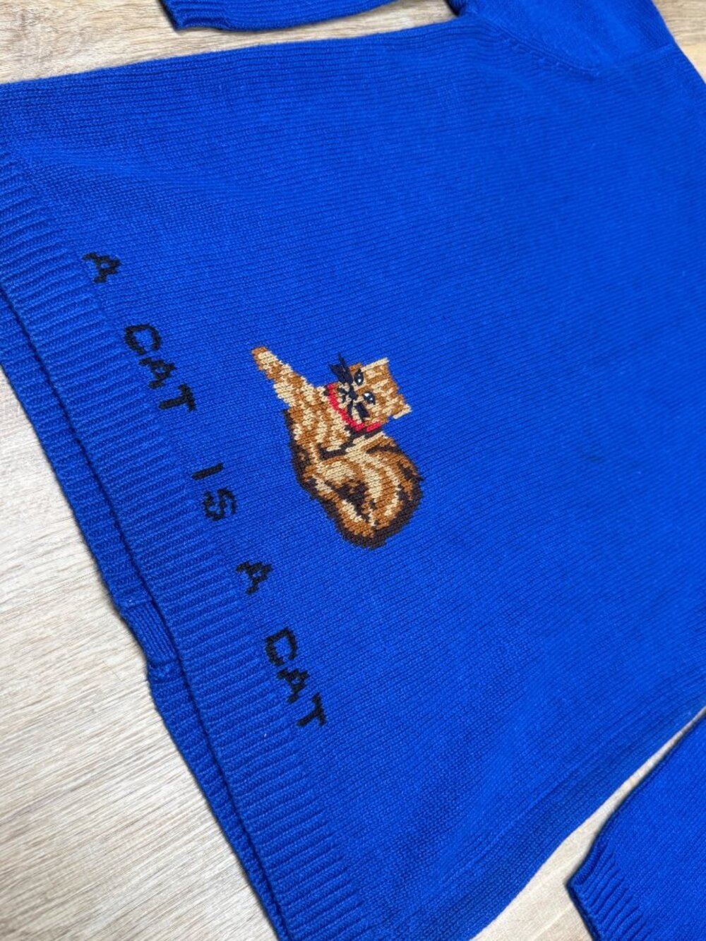 The Quacker Factory A Cat Is A Cat Vintage 90s Sweater Medium Cotton Ramie Novel - Picture 7 of 9
